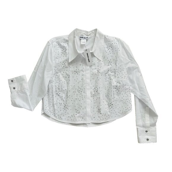 DKNY Jeans Dome Poplin Studs Top White ( XL ) - Picture 2 of 4